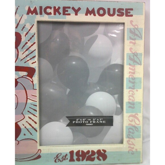 Disney Parks Mickey Mouse Est 1928 Picture Frame Holds 4x6 or 5x7 Photo Retro - Picture 3 of 4